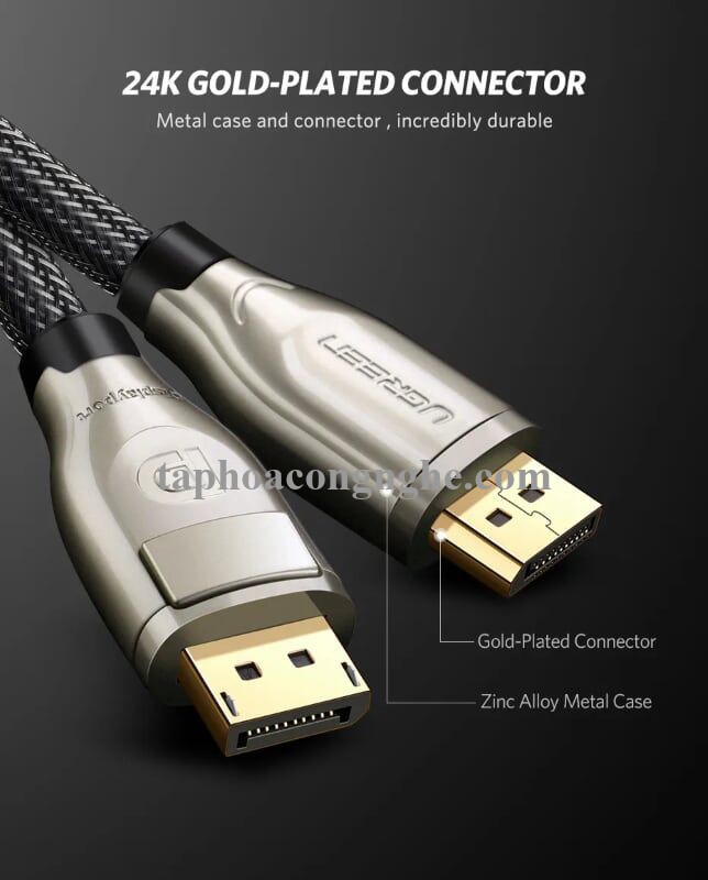 Ugreen 30121 3M Màu Đen Cáp 2 Đầu Displayport V1.2 cao cấp hỗ trợ 4K*2K 60GHz DP107 30030121